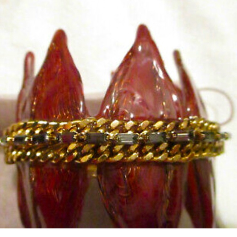 Colette Malouf Brown Lacquer Gold Mesh Bracelet